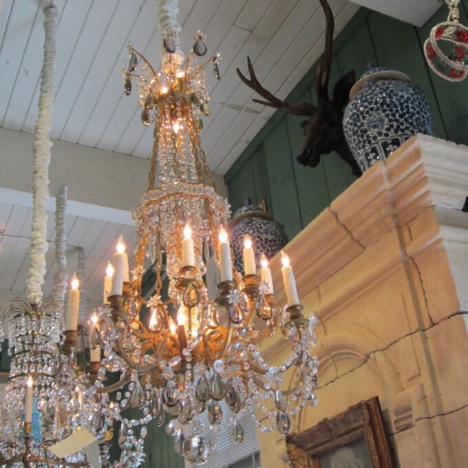 Louis XVI Bronze Dore & Baccarat Chandelier