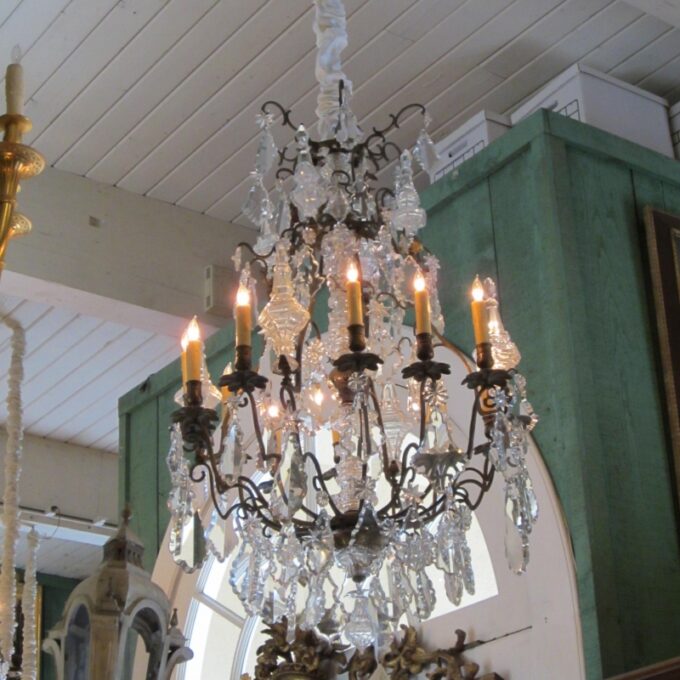 Louis XV Gilt Metal Cut Glass Chandelier