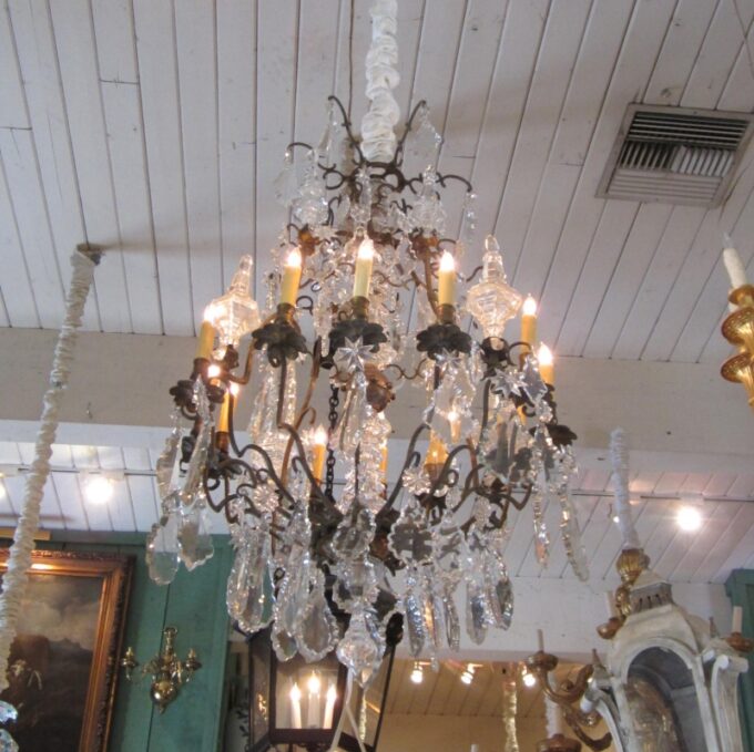 Louis XV Gilt Metal Cut Glass Chandelier - Image 3