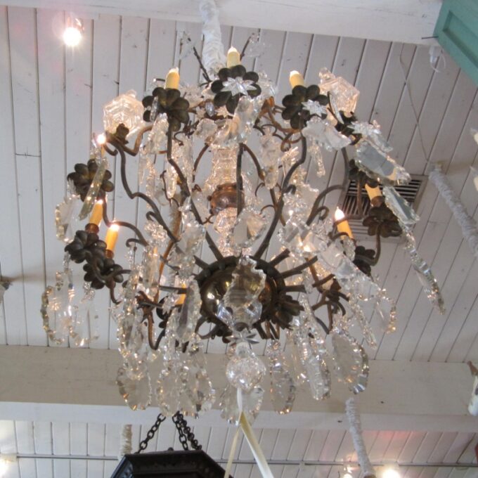 Louis XV Gilt Metal Cut Glass Chandelier - Image 4