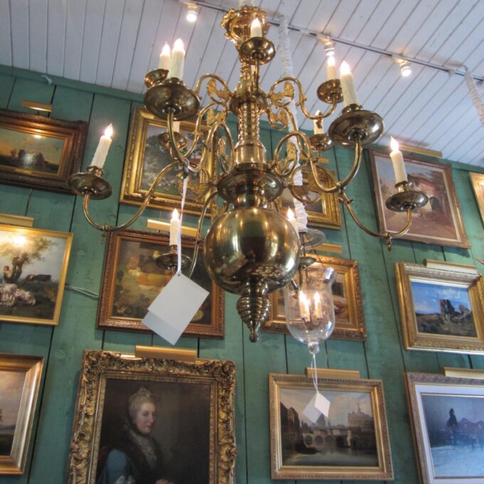 19th Century Dutch Brass Chandelier