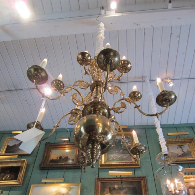 19th Century Dutch Brass Chandelier