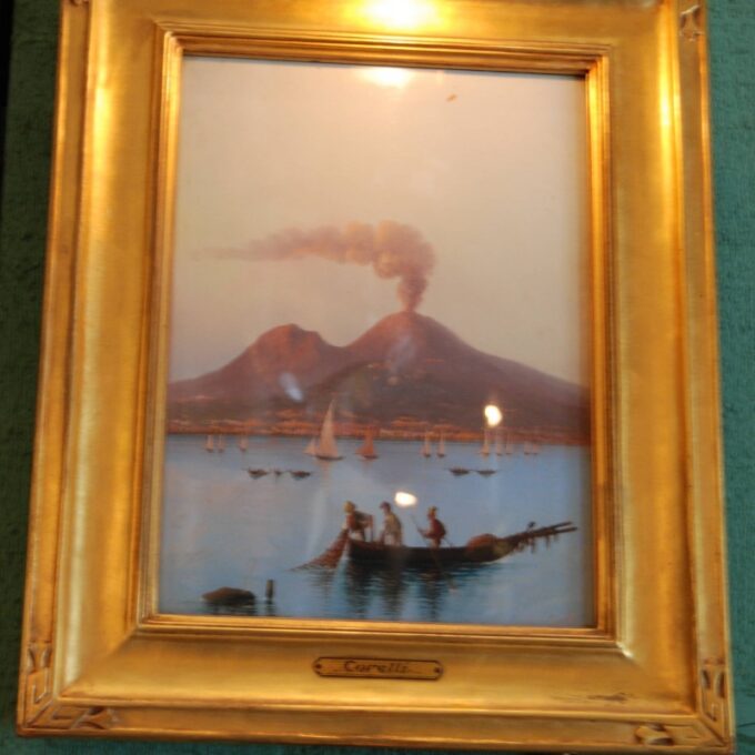 Fisherman In The Bay Of Naples With Mt.Vesuvius