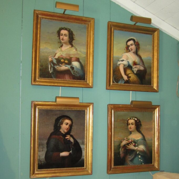 Set Of Four Paintings Depicting The Four Seasons - Image 5