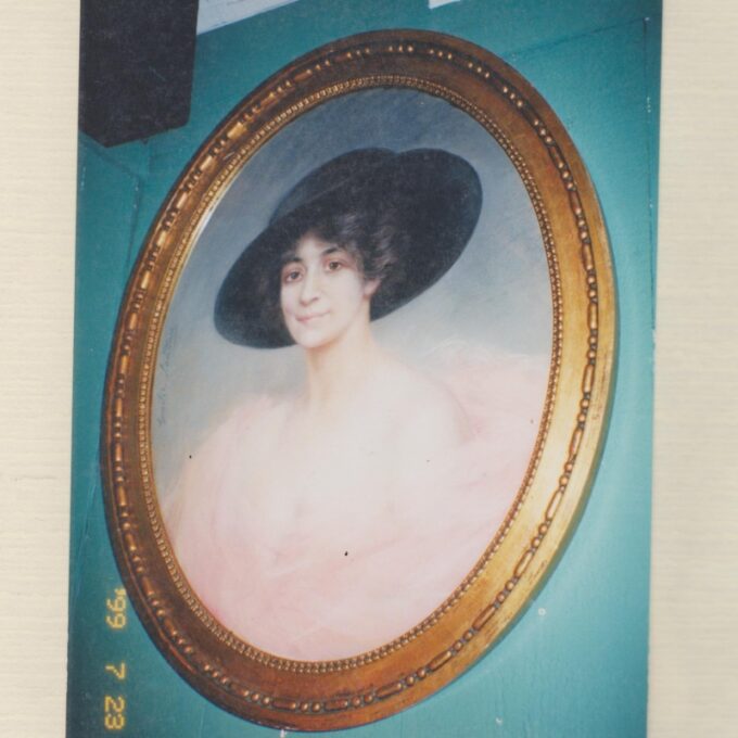 Early 20th Century Pastel Of A Young Woman With a Large Brimmed Hat - Image 2
