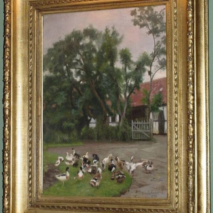 Barnyard Scene By Vilhelm Th Fischer