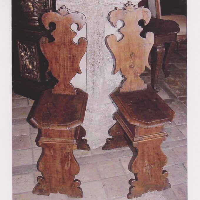 Pair Of Austrian Rustic Hall Chairs - Image 2