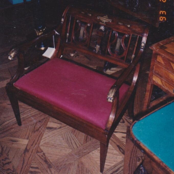 Empire Mahogany And Parcel Gilt Petite Settee - Image 2