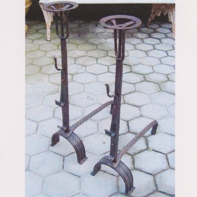 Hand Forged Iron Gothic Style "Berry" Andirons