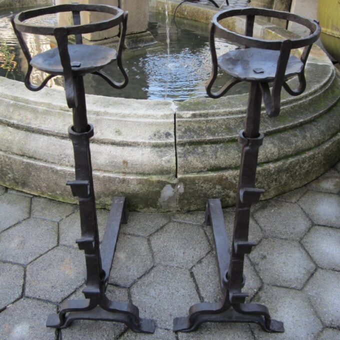 Hand Forged Iron Gothic Style "Bourgogne" Andirons - Image 2