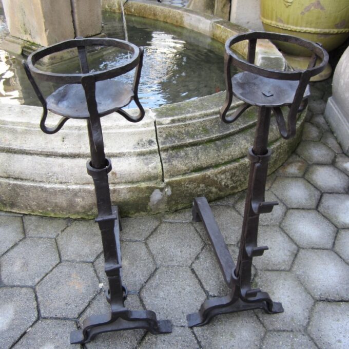 Hand Forged Iron Gothic Style "Bourgogne" Andirons - Image 3