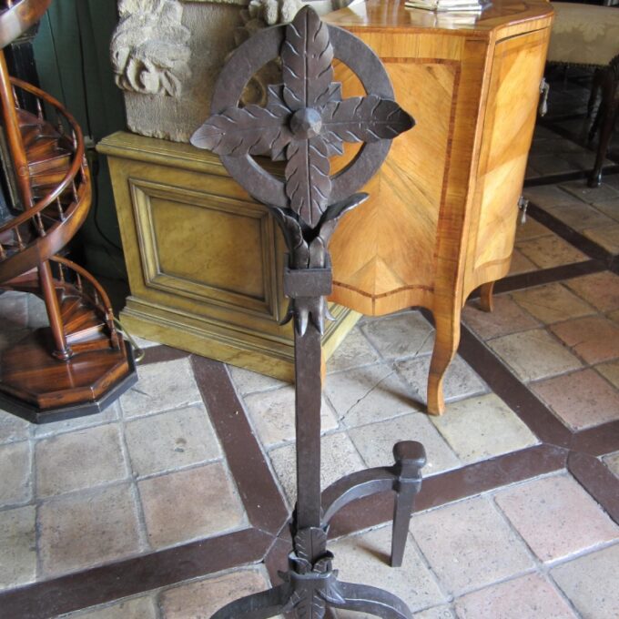 Pair Of Gothic Style Hand Forged Iron Andirons Provencal - Image 3