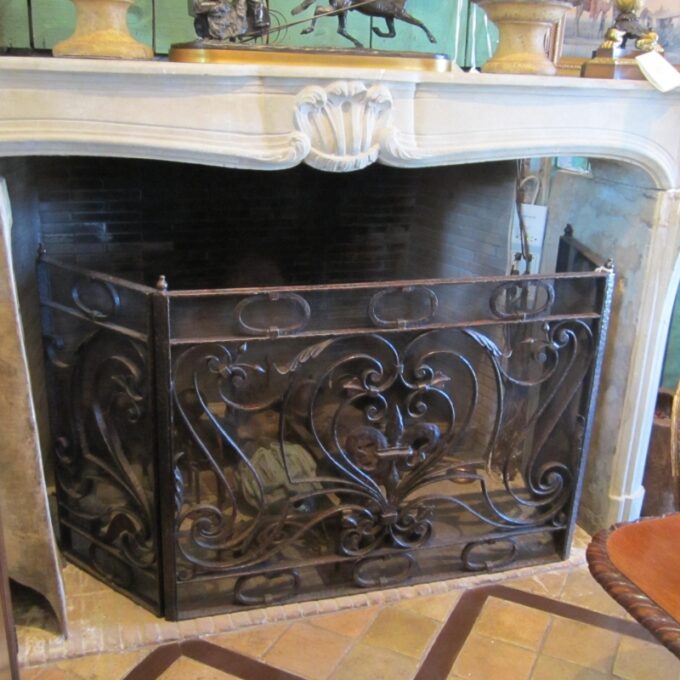 Three Panel Hand Forged Iron Firescreen