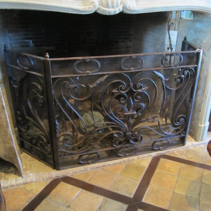 Three Panel Hand Forged Iron Firescreen - Image 2