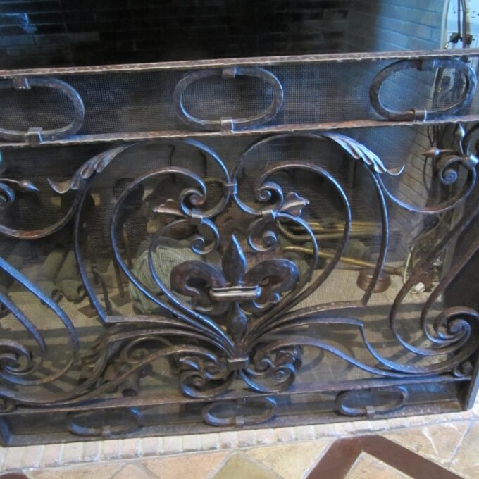 Three Panel Hand Forged Iron Firescreen - Image 4