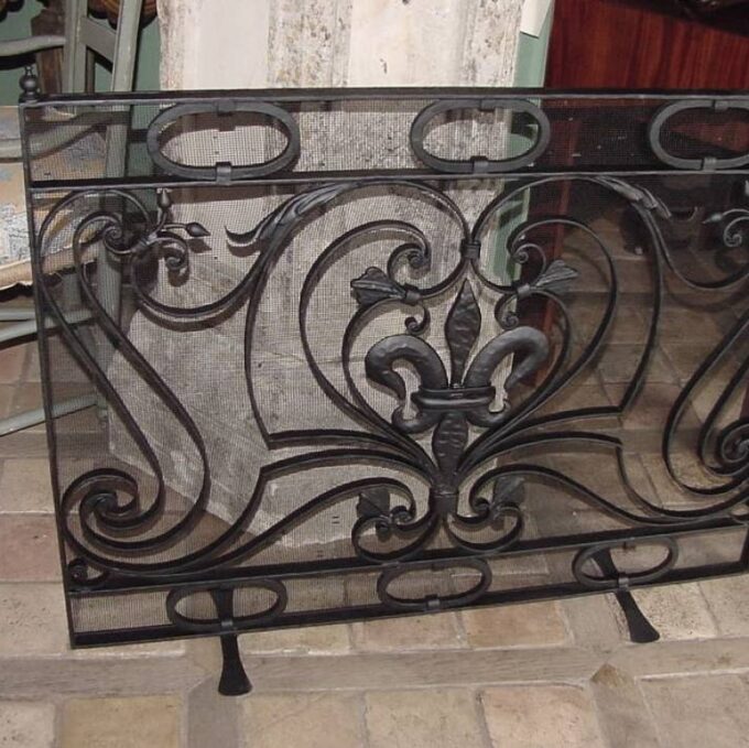 Hand Forged Iron Standing Firescreen