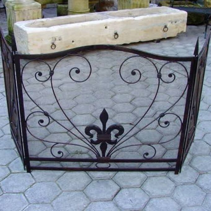 Three Panel Hand Forged Iron Firescreen