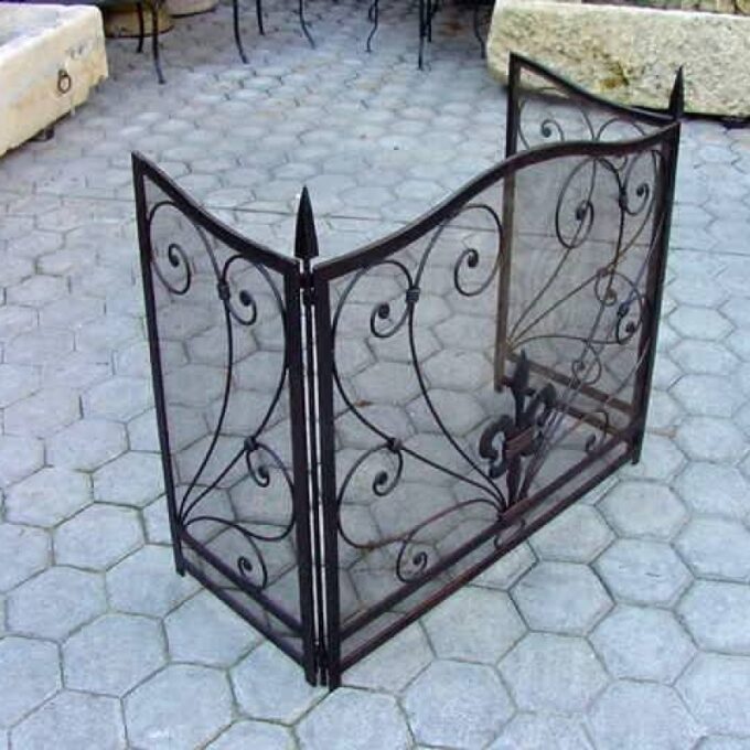 Three Panel Hand Forged Iron Firescreen - Image 2