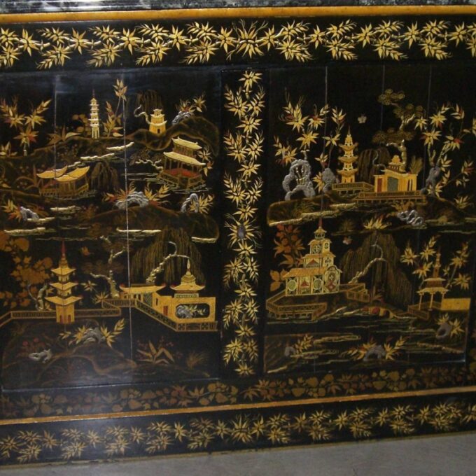 A very good early Victorian Black and Gilt Japanese Side Cabinet - Image 2