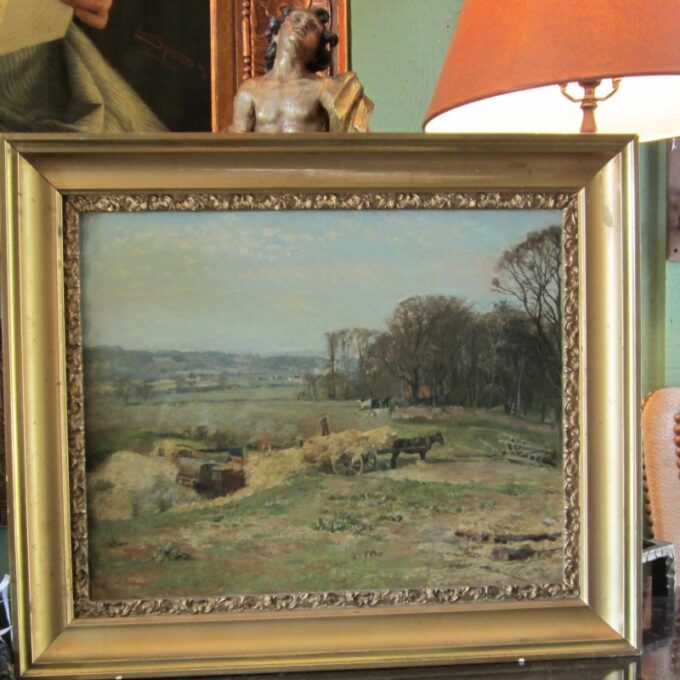 Late 19th Century Hay Gatherer Landscape Painting