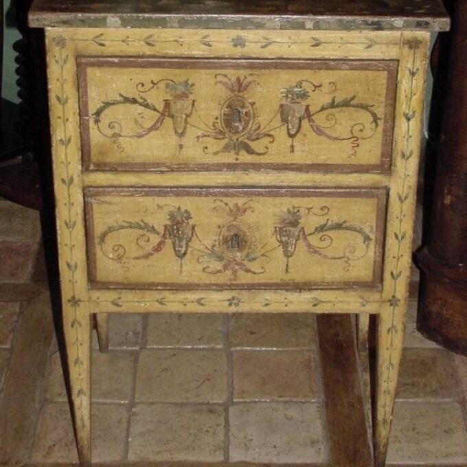 A Very Rare Northern Italian Neoclassical Polychrome Painted Commodini 18th C.