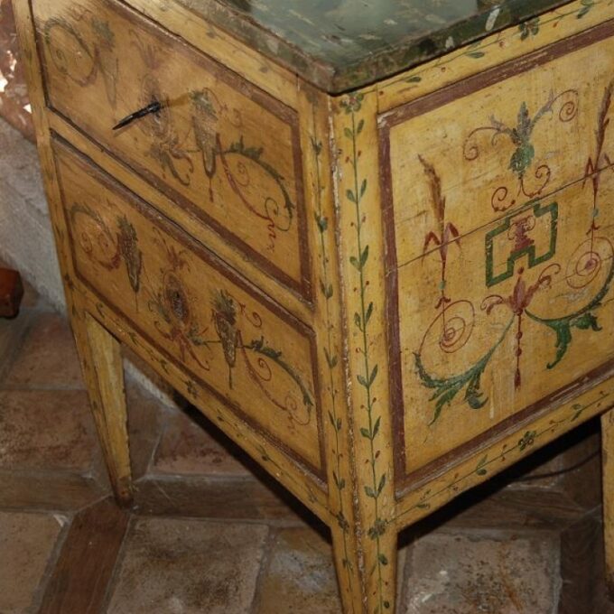 A Very Rare Northern Italian Neoclassical Polychrome Painted Commodini 18th C.