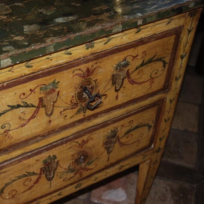 A Very Rare Northern Italian Neoclassical Polychrome Painted Commodini 18th C.