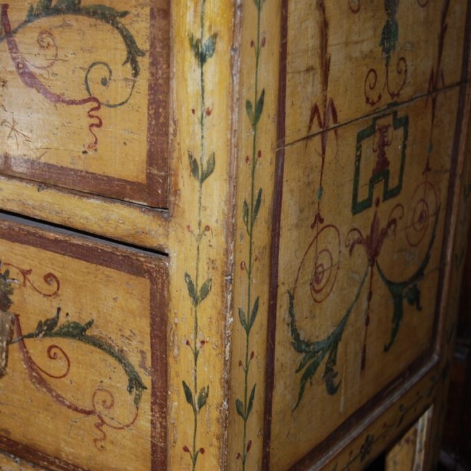 A Very Rare Northern Italian Neoclassical Polychrome Painted Commodini 18th C.