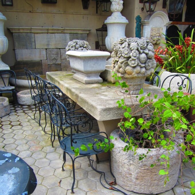 Large Carved Stone dining Table