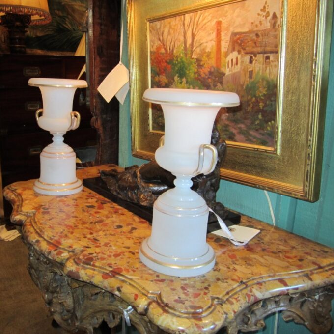 Very Good Pair 19th Century Charle X Opaline Urns