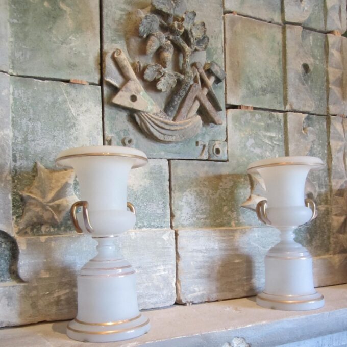 Very Good Pair 19th Century Charle X Opaline Urns - Image 2