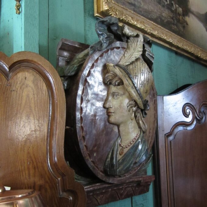 Painted Oval Medallion Plaque "Maria Wood"