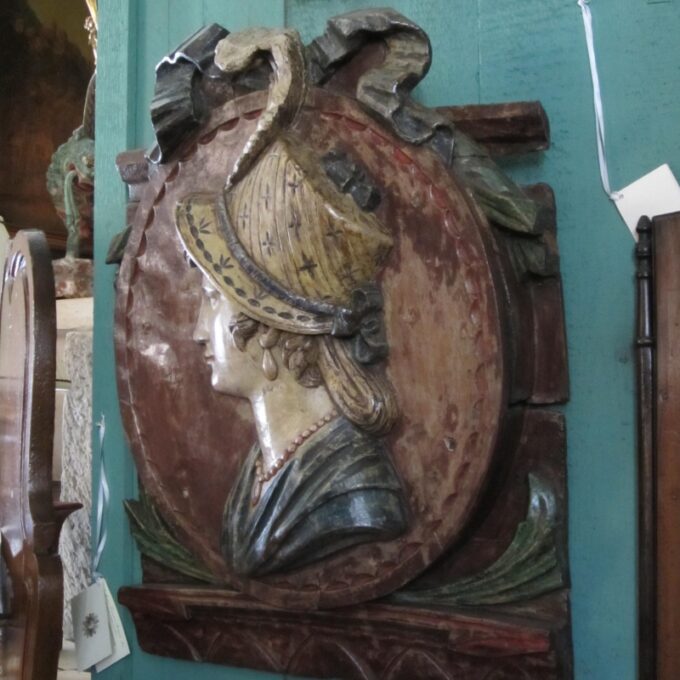 Painted Oval Medallion Plaque "Maria Wood" - Image 3