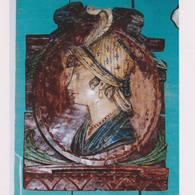 Painted Oval Medallion Plaque "Maria Wood" - Image 4