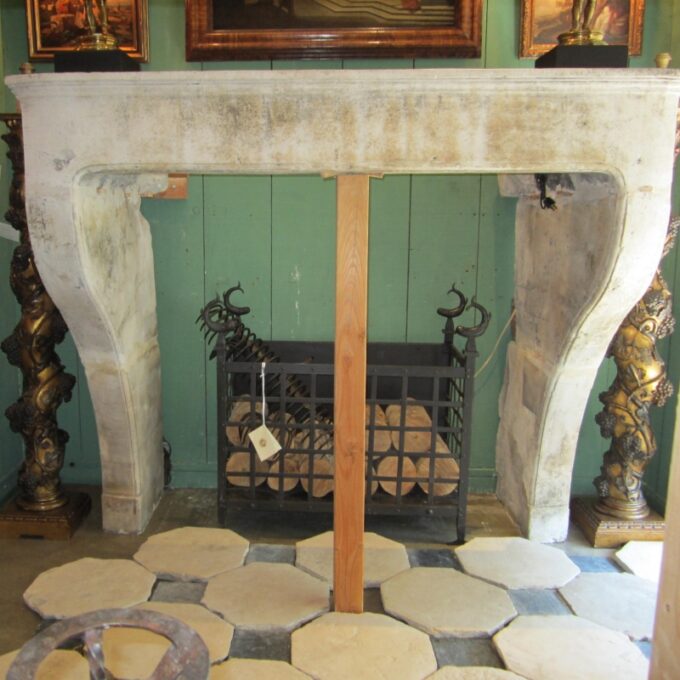 Rare 17th Century Large Louis XIV Limestone Fireplace - Image 2