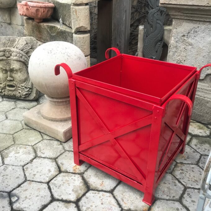 Pair of Red Painted Orangerie Box Jardinieres - Image 2