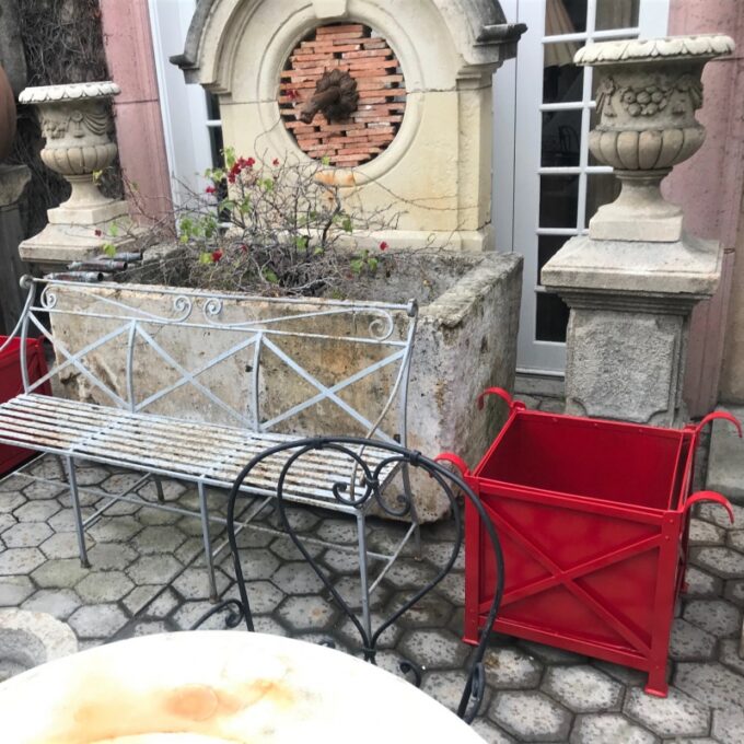 Pair of Red Painted Orangerie Box Jardinieres - Image 3