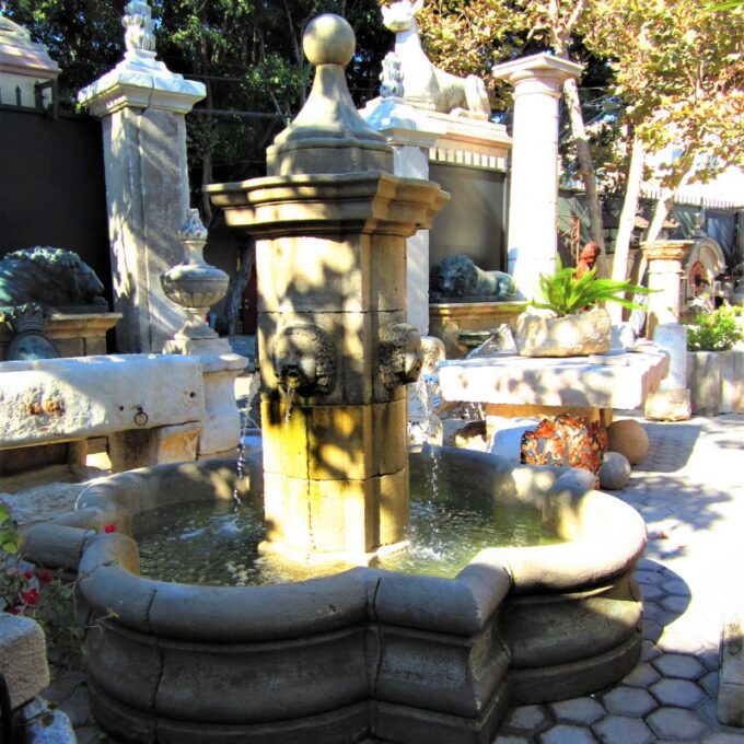 Large Carved Stone Center Water Fountain Sculpture Focal Point Basin LA Antiques - Image 2