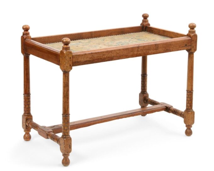 Antique Elements French Walnut Side tray Table Carved wood