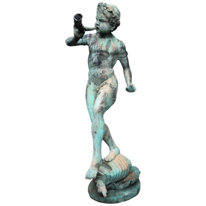 19th Century Bronze  Figure Of A Boy Blowing a Horn