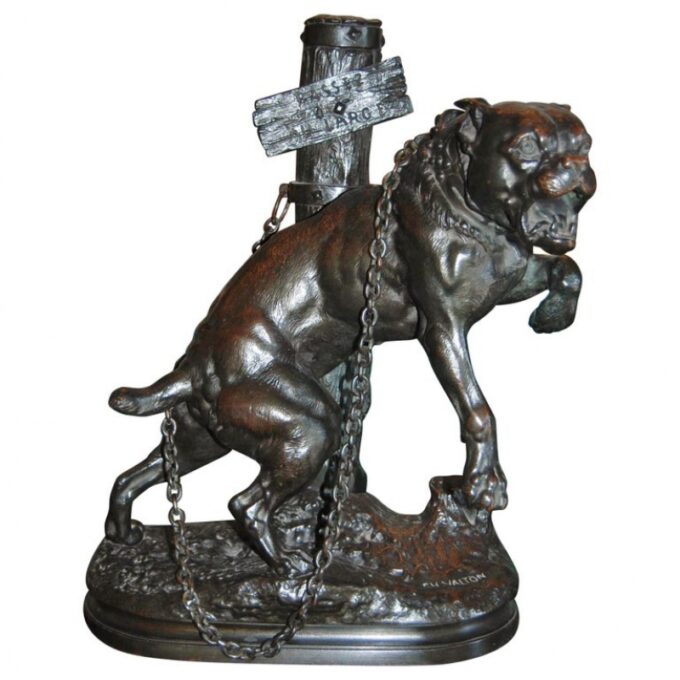 Bronze Sculpture Mastiff Charles Valton Dog Bronze statue animalier Antiques