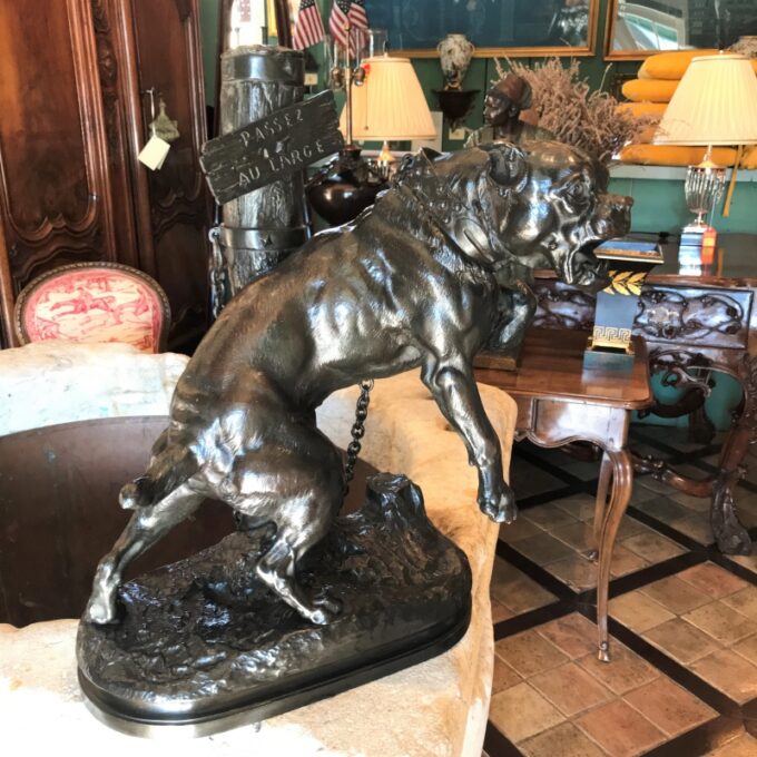 Bronze Sculpture Mastiff Charles Valton Dog Bronze statue animalier Antiques - Image 3