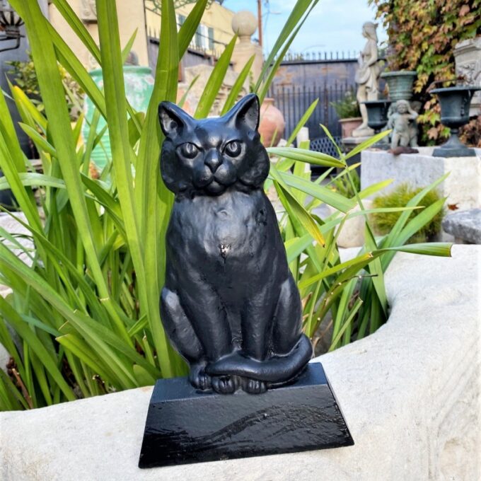 Black Cat of Cast Iron Hand Painted Door Stop Decorative Gift for Holiday Season - Image 3