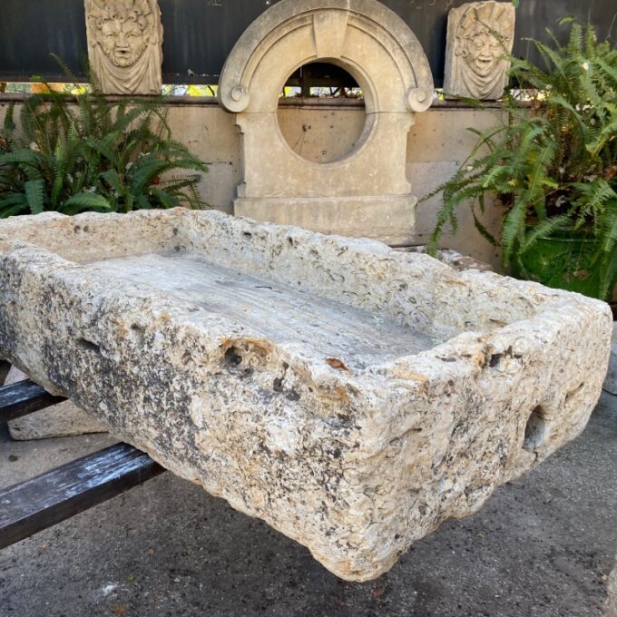 Hand Carved Stone Container Farm Sink Planter Trough Antiques basin herb garden