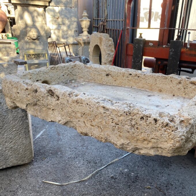 Hand Carved Stone Container Farm Sink Planter Trough Antiques basin herb garden