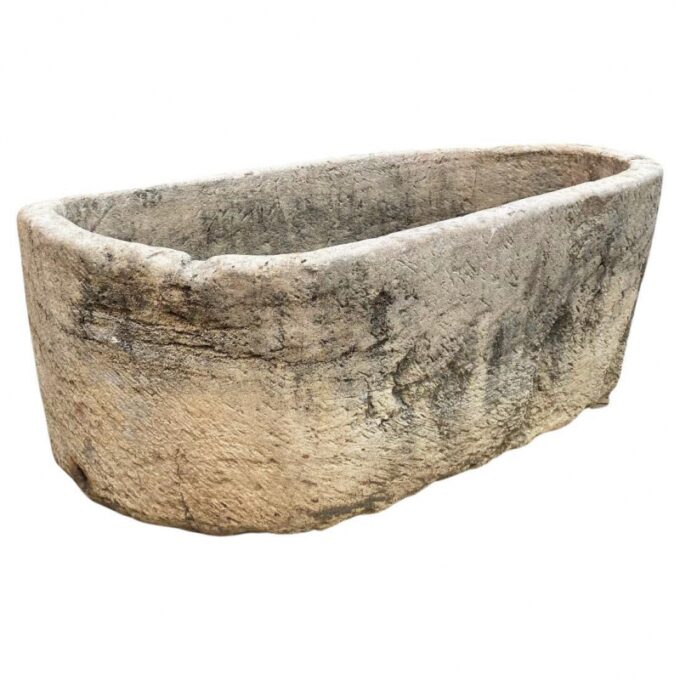 Hand Carved Stone Trough Fountain Basin Tub Planter Container Antiques LA CA