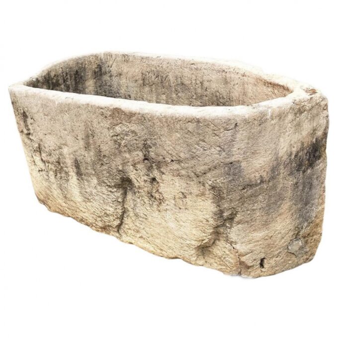 Hand Carved Stone Trough Fountain Basin Tub Planter Container Antiques LA CA - Image 2