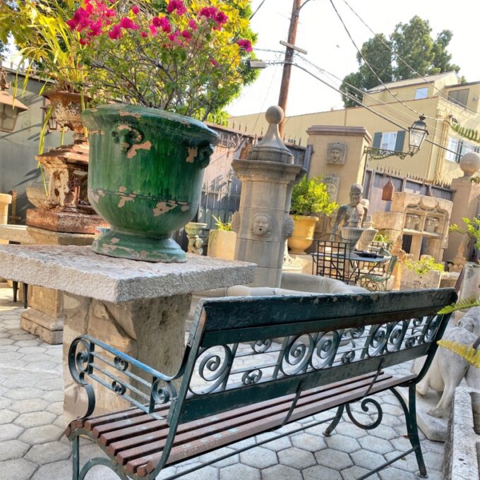 Hand Forged Metal & Wood Garden Bench rustic Seat Furniture Antiques Dealer LA - Image 2