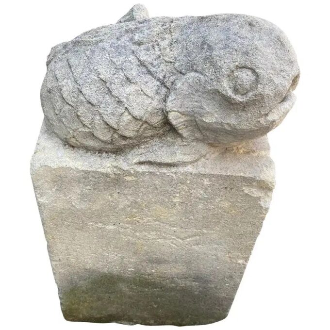 Hand Carved Stone Center fountain Head Sculpted spout water feature Antiques LA