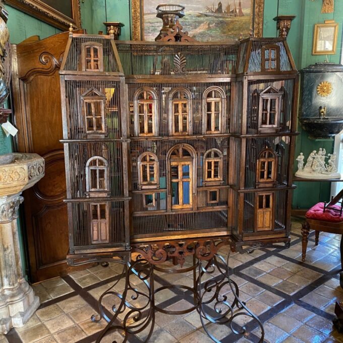 Large 19th C. Hand Crafted Birdcage on Stand Antique Decorative interior Design - Image 2